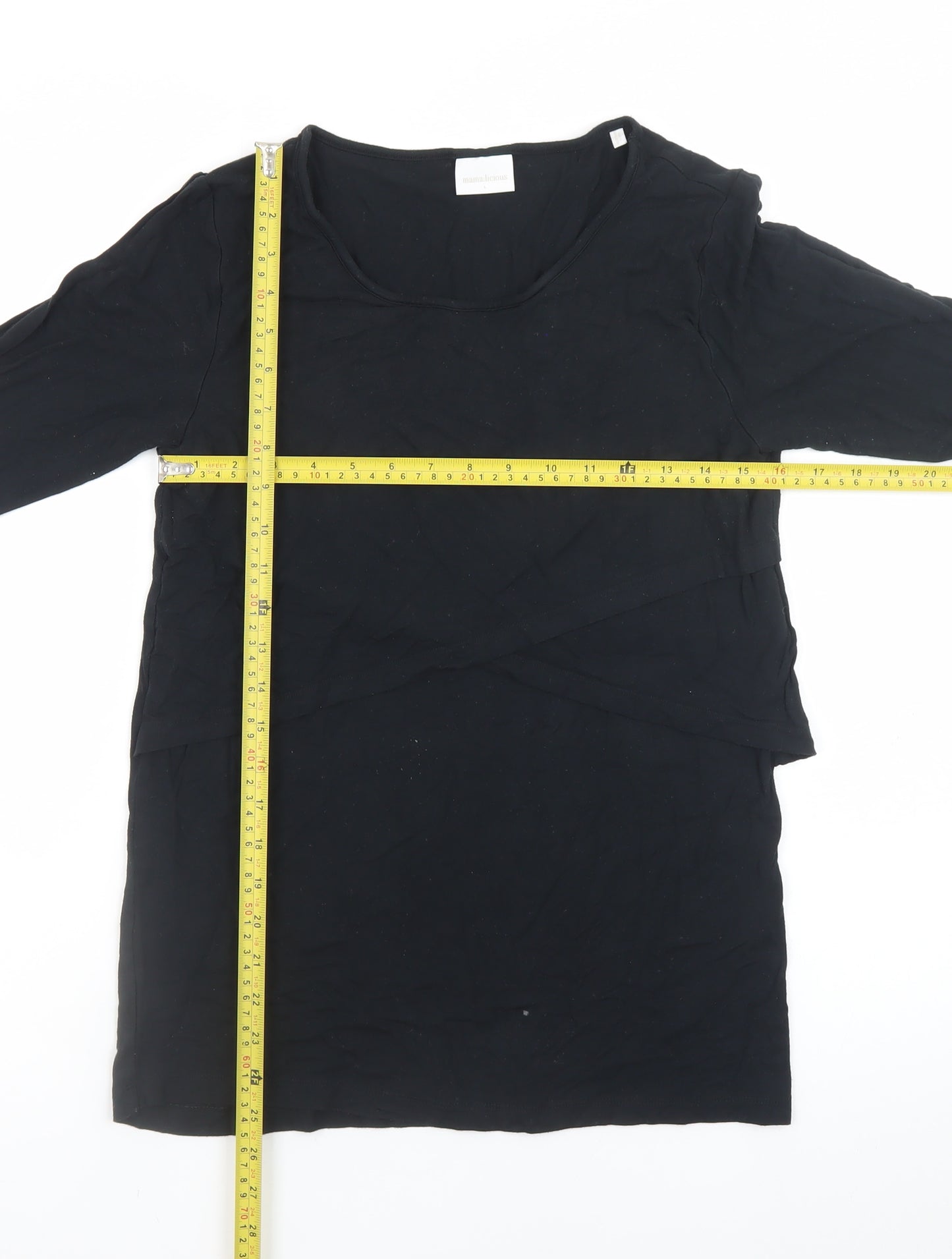 Mamalicious Women's Black Long Sleeve Maternity Jersey Blouse L
