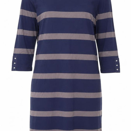 Marks and Spencer Women Blue Striped Shift Dress Size 16 3/4 Sleeve