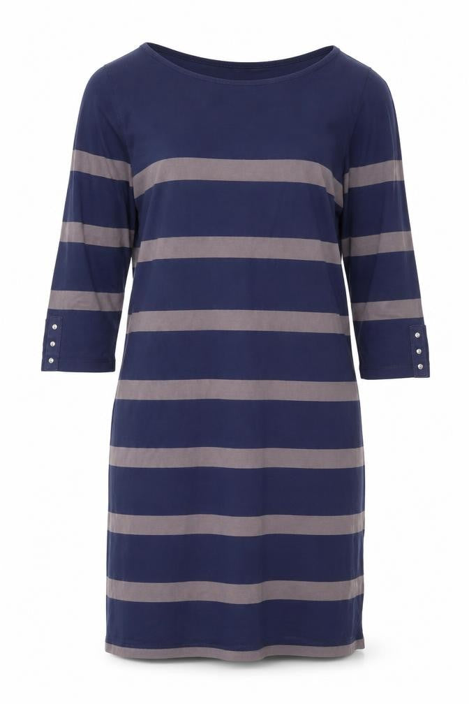 Marks and Spencer Women Blue Striped Shift Dress Size 16 3/4 Sleeve