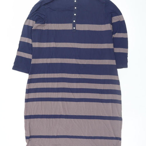 Marks and Spencer Women Blue Striped Shift Dress Size 16 3/4 Sleeve