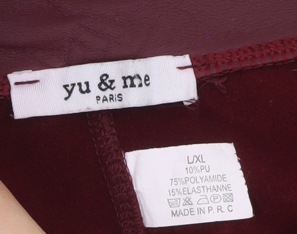 Yu & Me Paris Women's Brown High Waist Ankle Leggings L