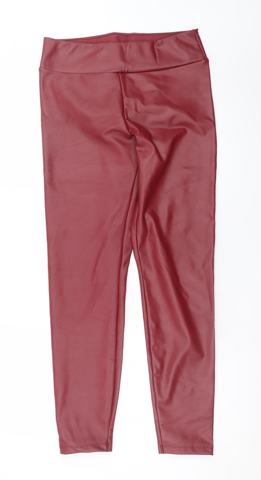 Calzedonia Women’s Red Faux Leather High Rise Stretch Leggings L