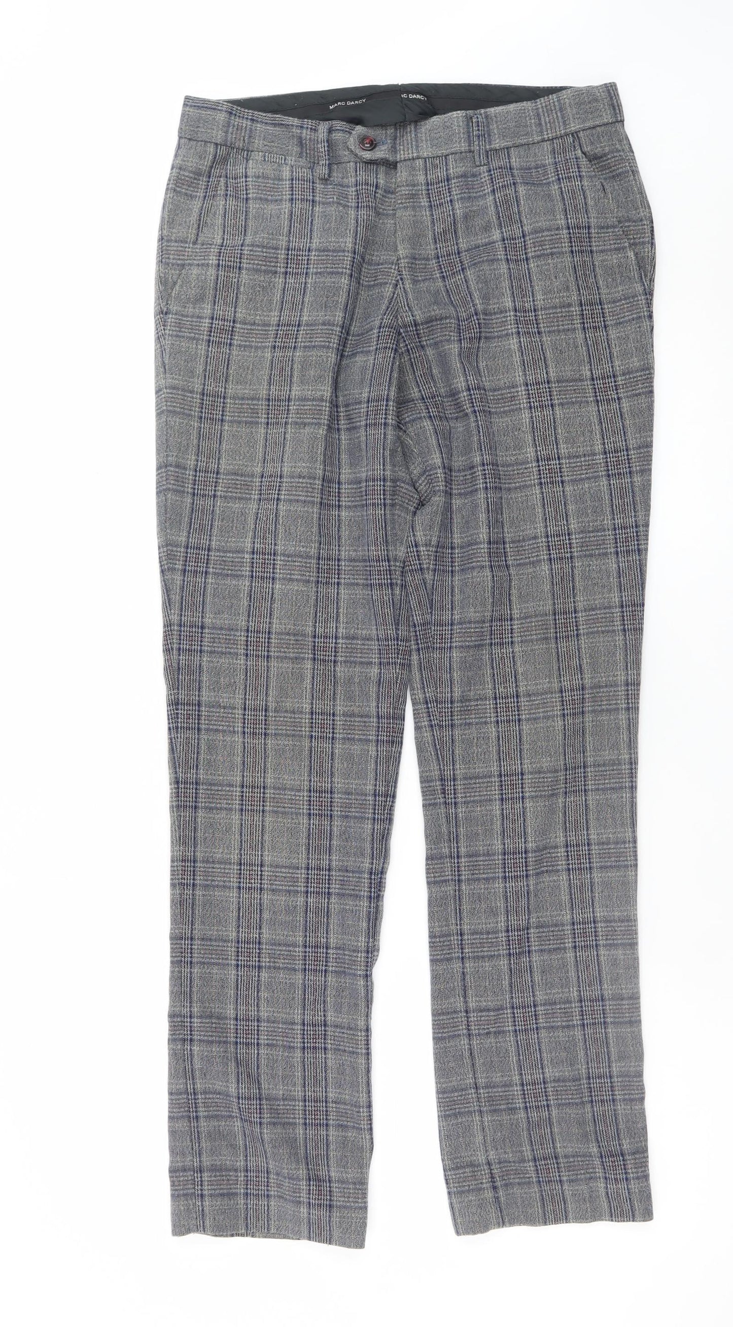 Marc Darcy Men's Grey Check Dress Trousers Size 36x30 Formal