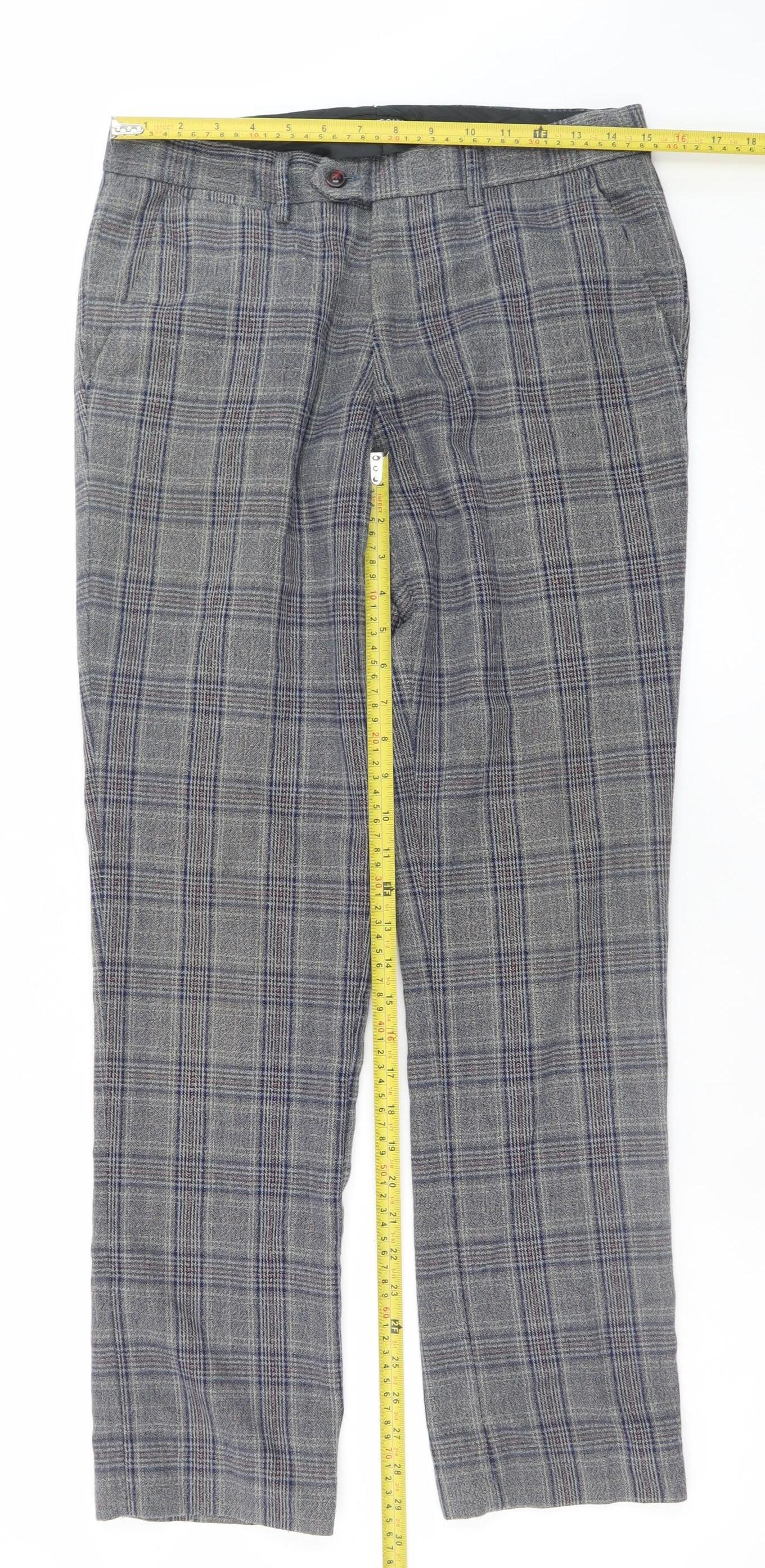 Marc Darcy Men's Grey Check Dress Trousers Size 36x30 Formal