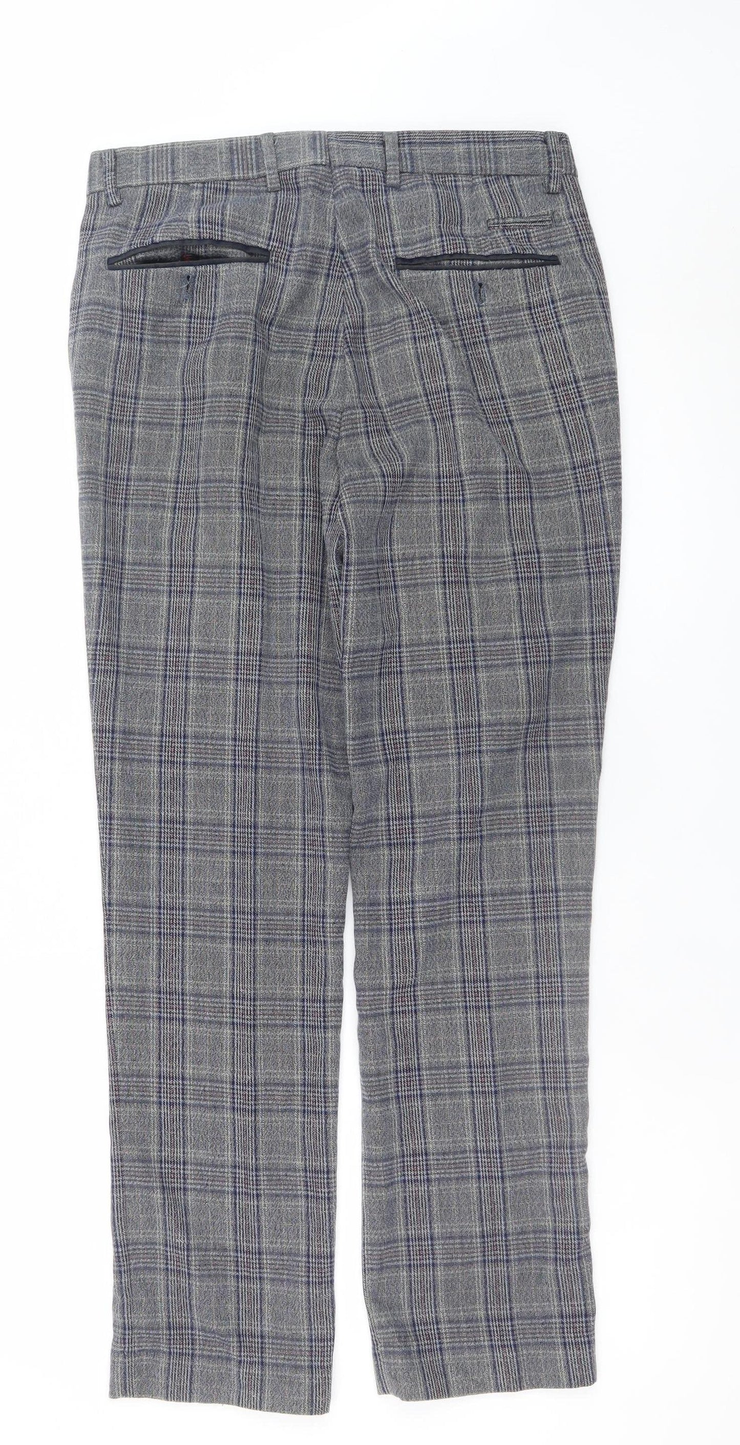 Marc Darcy Men's Grey Check Dress Trousers Size 36x30 Formal