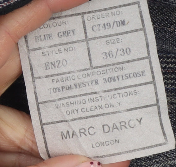 Marc Darcy Men's Grey Check Dress Trousers Size 36x30 Formal