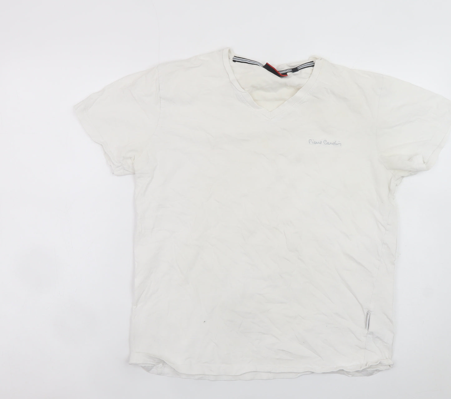 Pierre Cardin Men's White M V-Neck Cotton T-Shirt Classic Fit