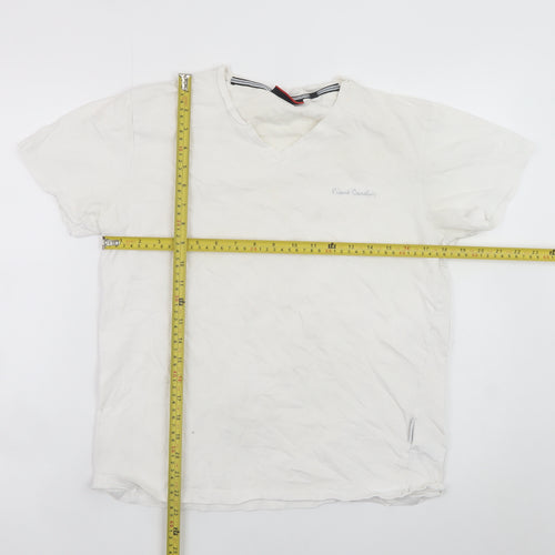 Pierre Cardin Men's White M V-Neck Cotton T-Shirt Classic Fit