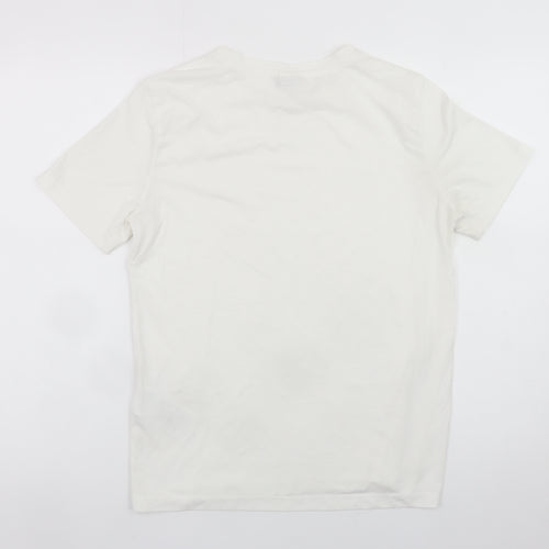 Jacqueline de Yong Women White M Short Sleeve Button Crew Neck T-Shirt