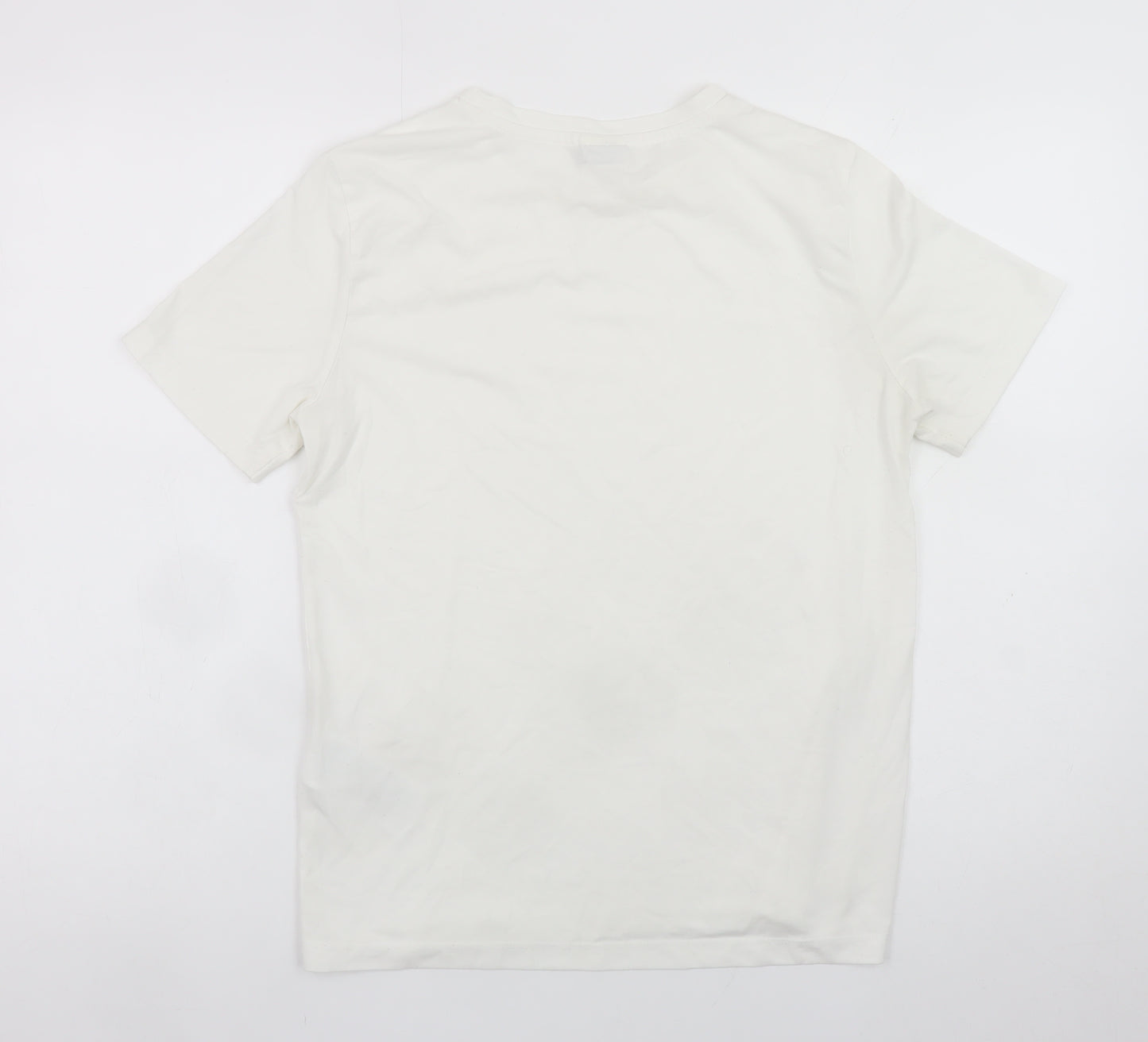 Jacqueline de Yong Women White M Short Sleeve Button Crew Neck T-Shirt