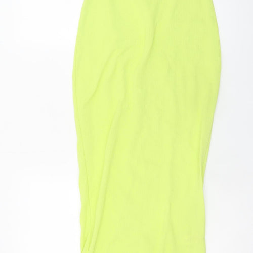 Boohoo Women’s Yellow Strapless Bodycon Midi Dress Size 12