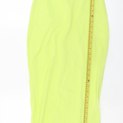 Boohoo Women’s Yellow Strapless Bodycon Midi Dress Size 12