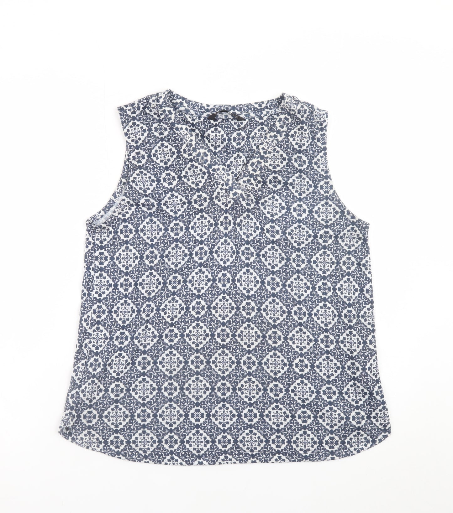 Dunnes Stores Women's Blue Geometric Sleeveless Blouse Size 14