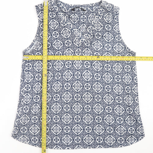 Dunnes Stores Women's Blue Geometric Sleeveless Blouse Size 14