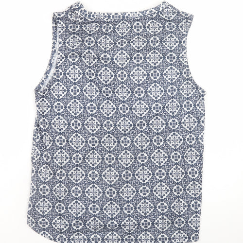 Dunnes Stores Women's Blue Geometric Sleeveless Blouse Size 14