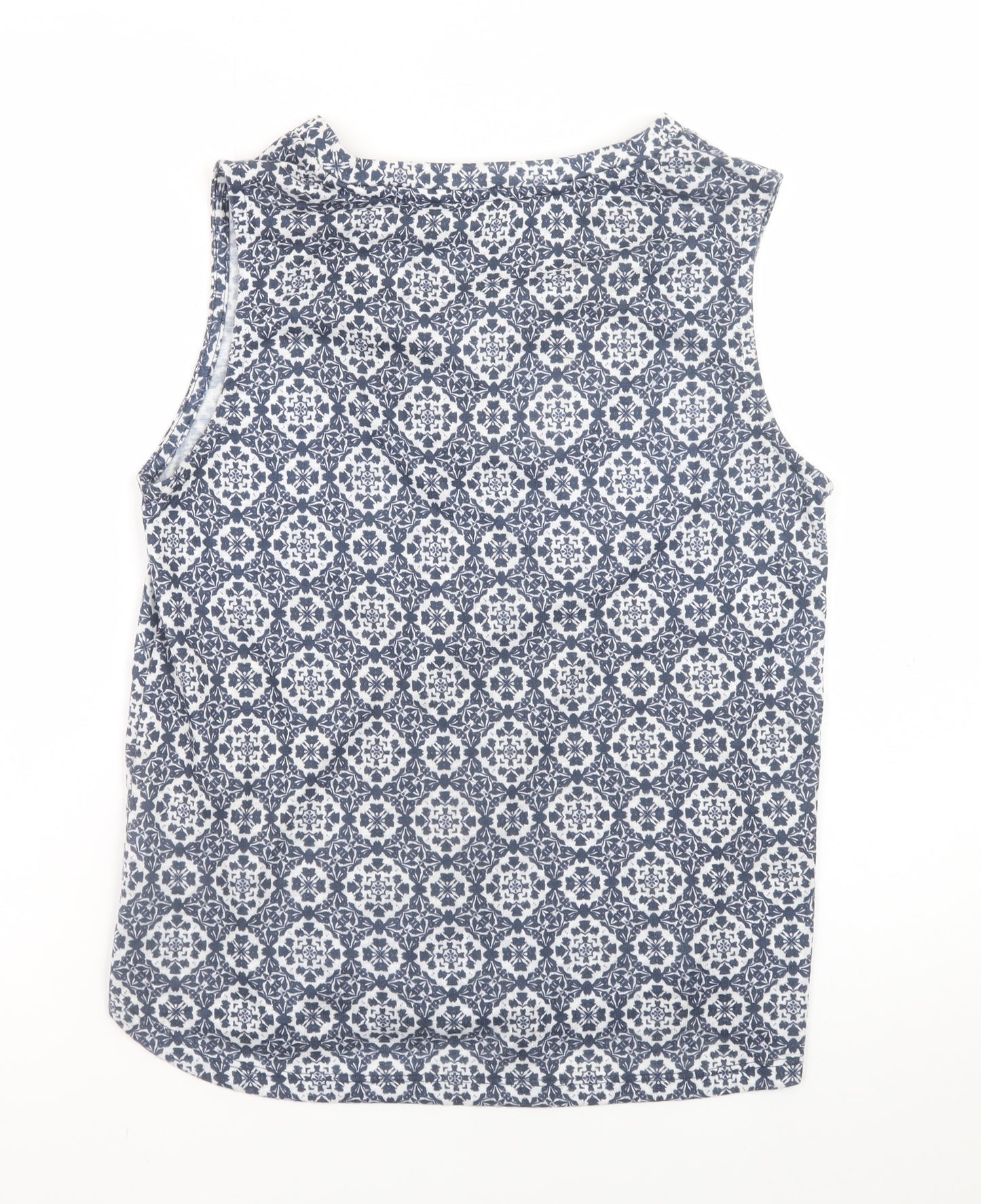 Dunnes Stores Women's Blue Geometric Sleeveless Blouse Size 14