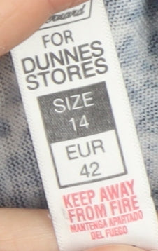 Dunnes Stores Women's Blue Geometric Sleeveless Blouse Size 14