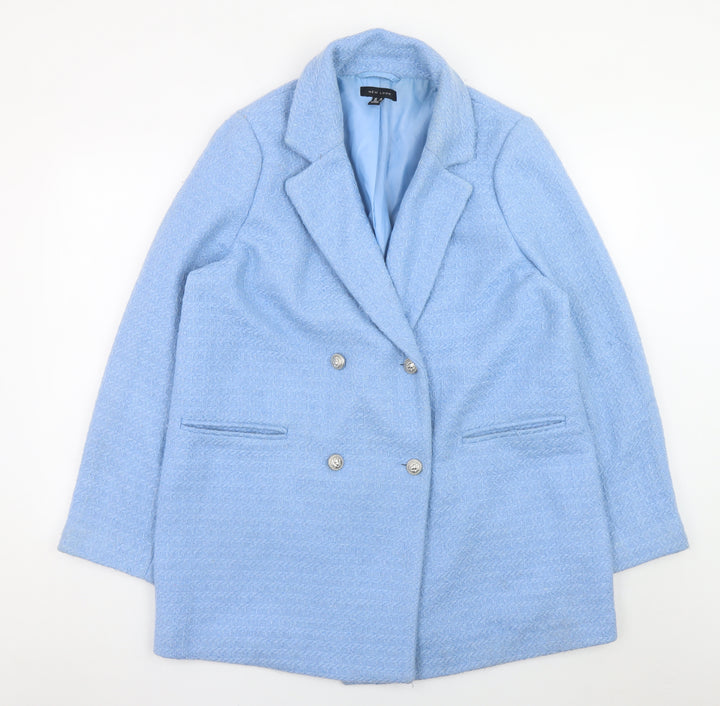 New Look Women Blue Blazer Jacket Size 16 Double Breasted Style