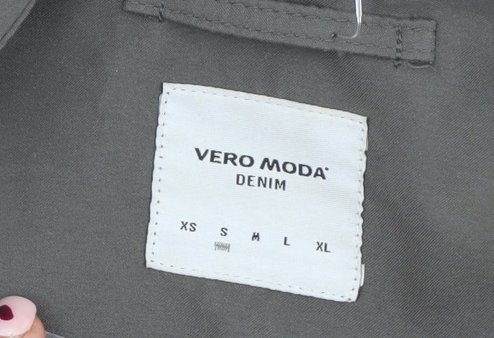 Vero Moda Women Grey Mid-Length Trench Coatigan M
