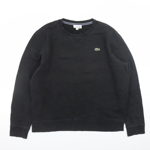 Lacoste Mens Black XL Pullover Sweatshirt Crew Neck Logo Fleece