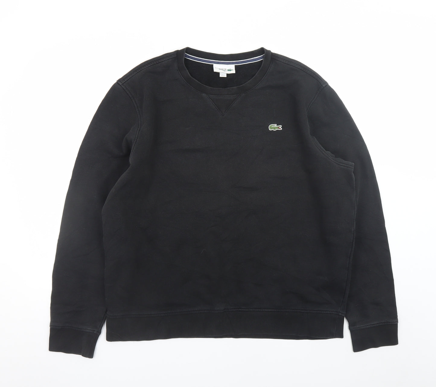 Lacoste Mens Black XL Pullover Sweatshirt Crew Neck Logo Fleece