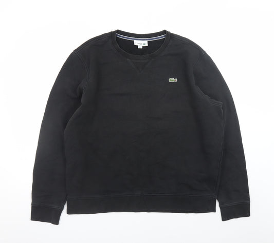 Lacoste Mens Black XL Pullover Sweatshirt Crew Neck Logo Fleece