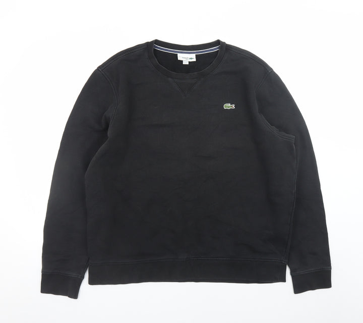 Lacoste Mens Black XL Pullover Sweatshirt Crew Neck Logo Fleece