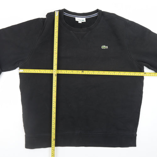 Lacoste Mens Black XL Pullover Sweatshirt Crew Neck Logo Fleece