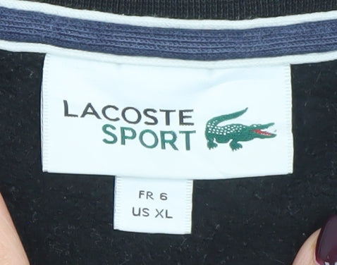 Lacoste Mens Black XL Pullover Sweatshirt Crew Neck Logo Fleece
