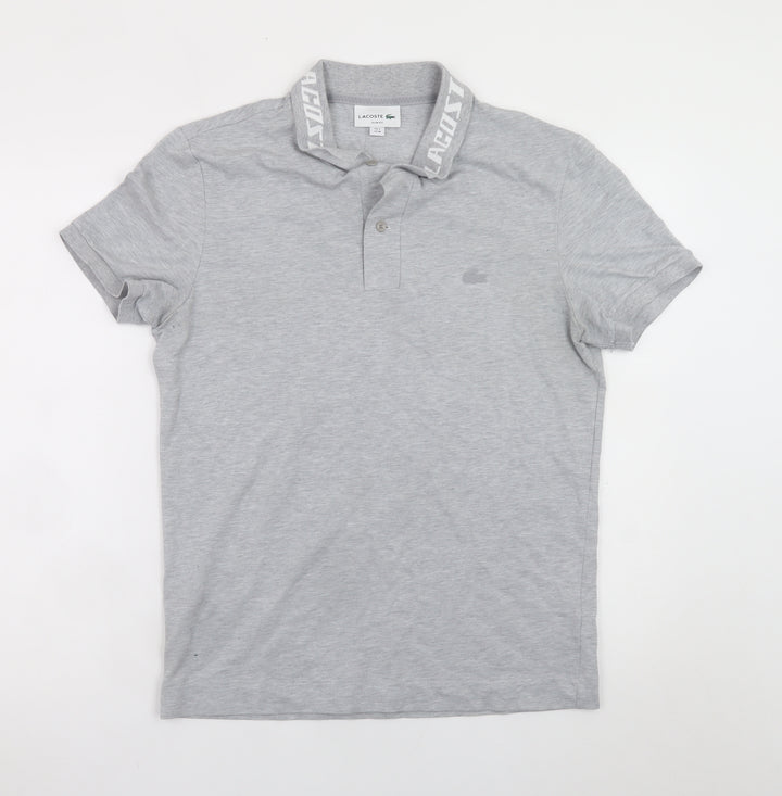 Lacoste Men's Grey Slim Fit Polo Shirt Size M Short Sleeve Logo