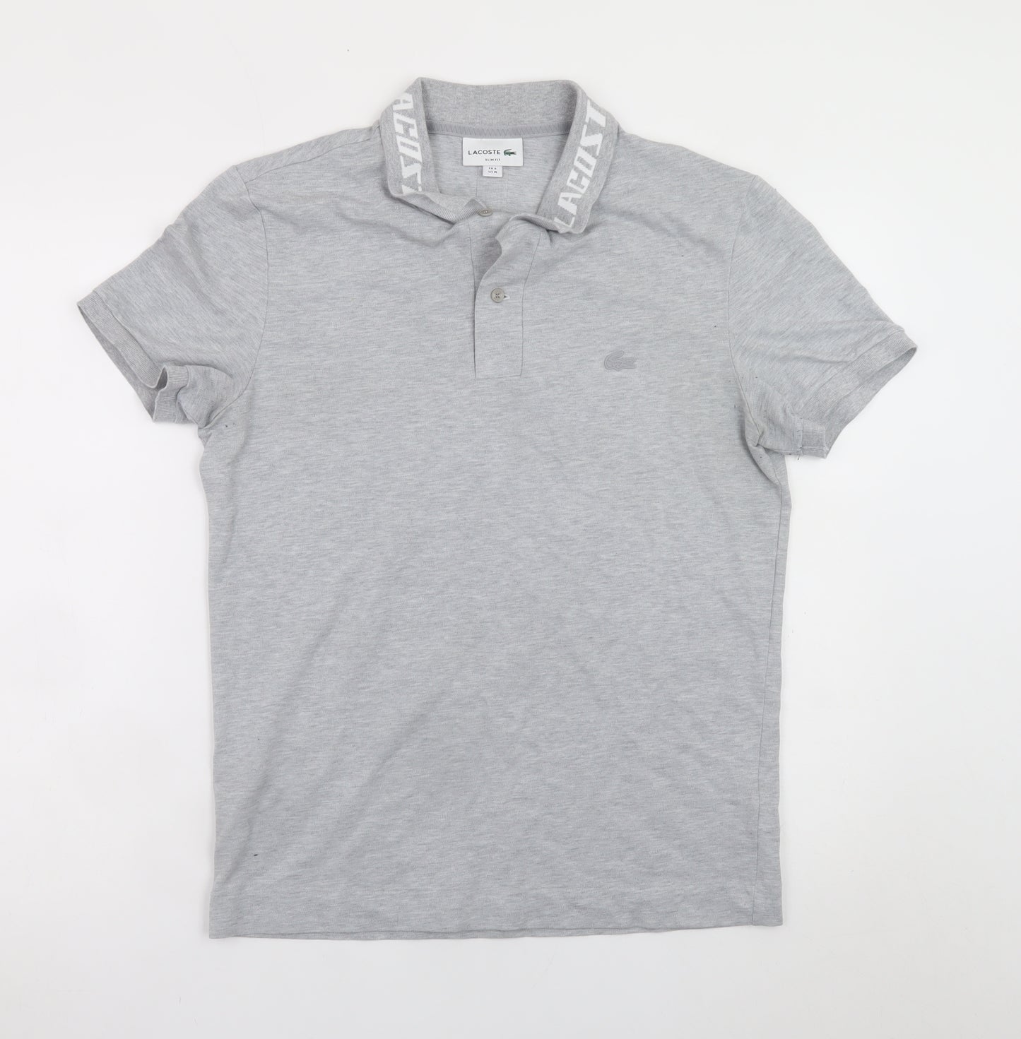Lacoste Men's Grey Slim Fit Polo Shirt Size M Short Sleeve Logo
