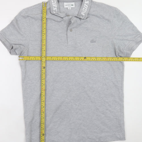 Lacoste Men's Grey Slim Fit Polo Shirt Size M Short Sleeve Logo