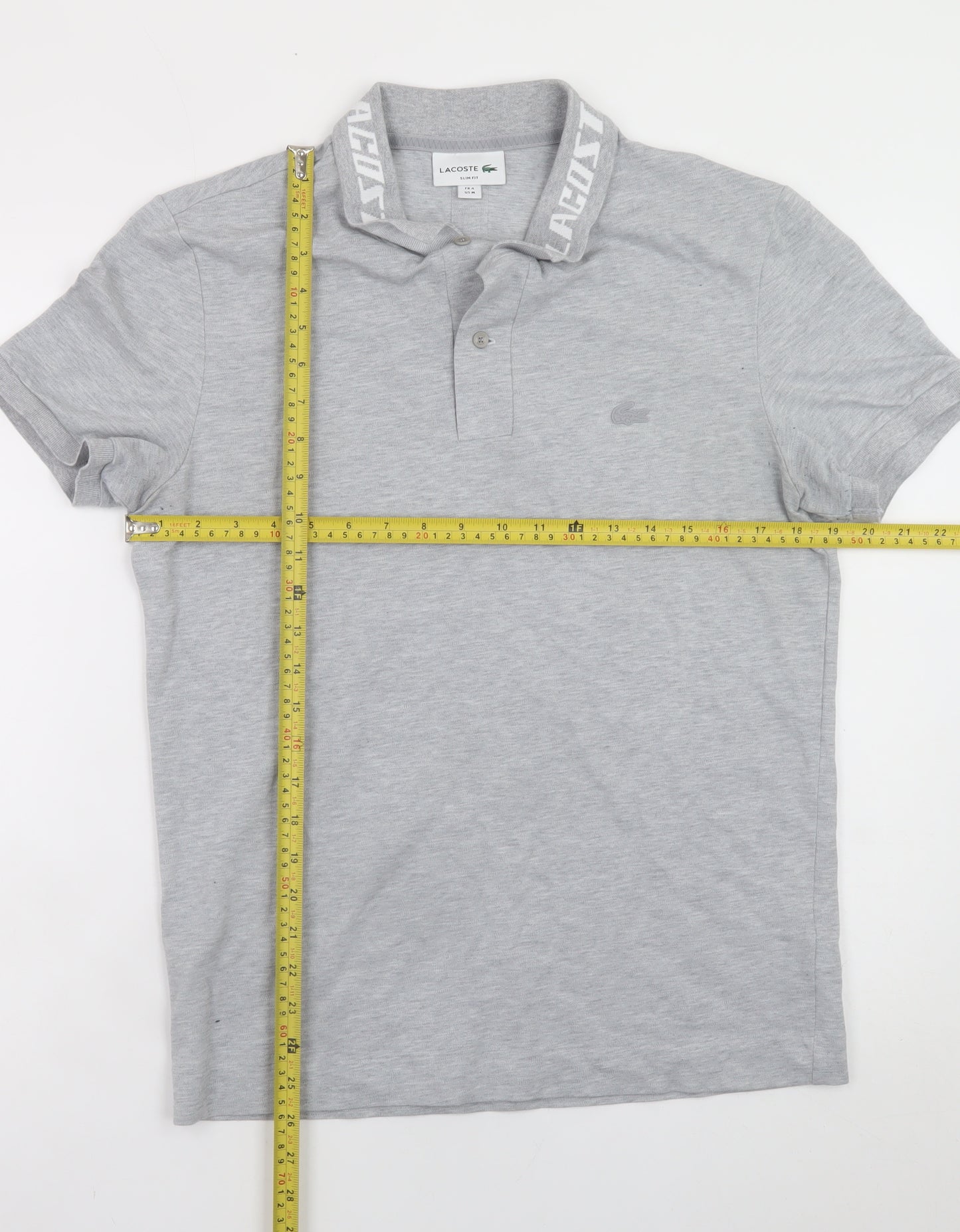 Lacoste Men's Grey Slim Fit Polo Shirt Size M Short Sleeve Logo