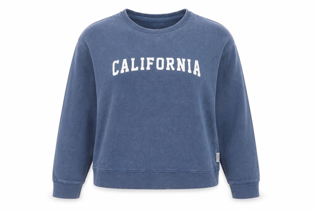 SoulCal & Co Women Blue Cotton Pullover Sweatshirt Size 8 California Print