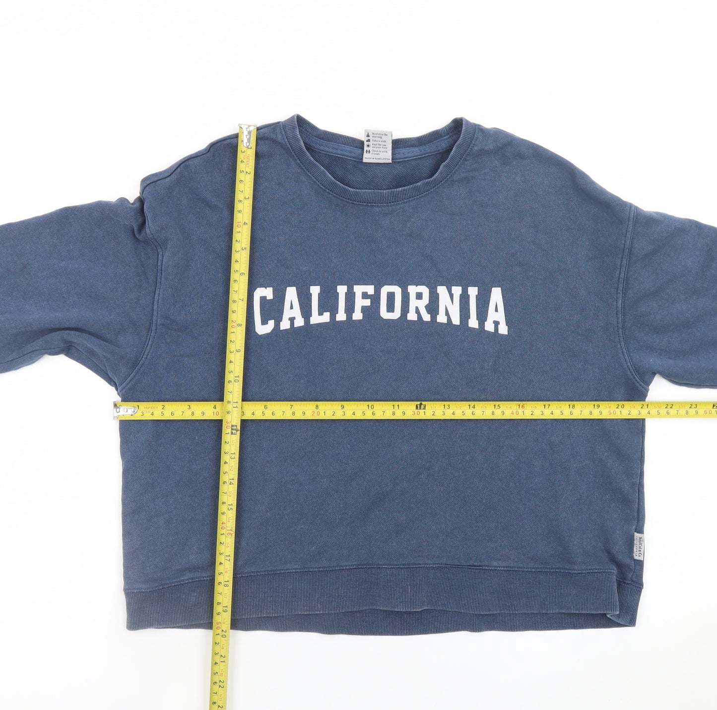 SoulCal & Co Women Blue Cotton Pullover Sweatshirt Size 8 California Print