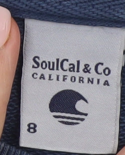 SoulCal & Co Women Blue Cotton Pullover Sweatshirt Size 8 California Print