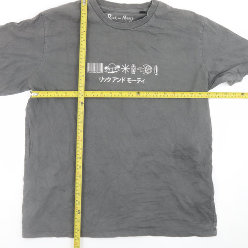 Rick and Morty Men's Grey Large Graphic Print Cotton T-Shirt