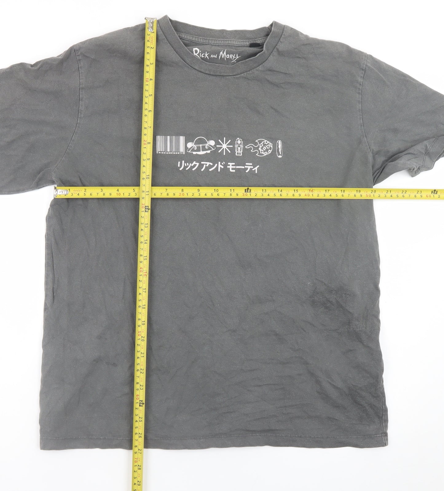 Rick and Morty Men's Grey Large Graphic Print Cotton T-Shirt