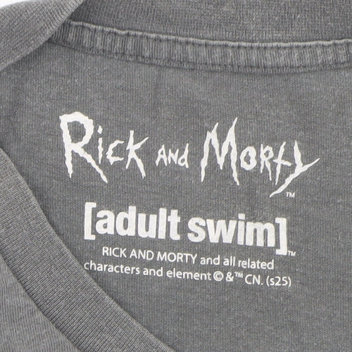 Rick and Morty Men's Grey Large Graphic Print Cotton T-Shirt