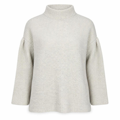 Mint Velvet Womens Beige Ribbed Mock Neck Wool Blend Jumper Size 12