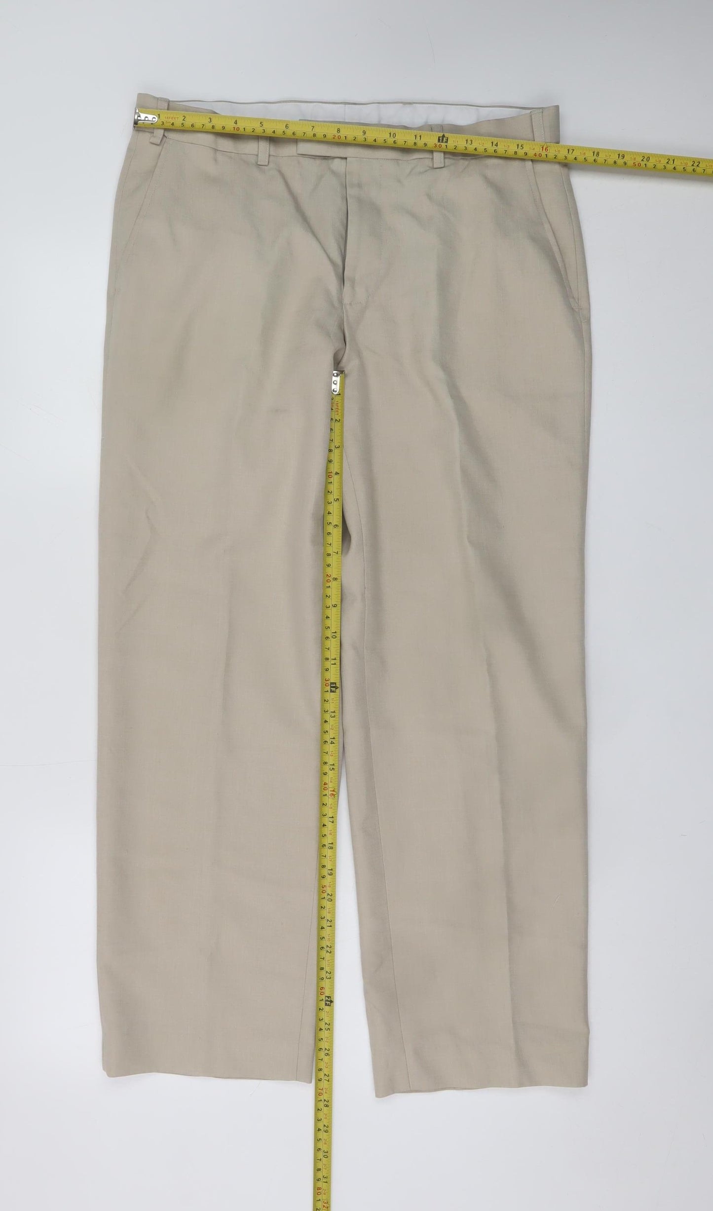 Dunnes Stores Women Beige Chino Trousers Size 16 Regular Fit 34W 29L