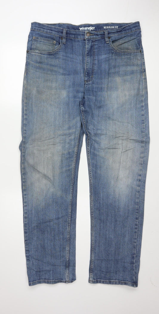 Wrangler Men's Blue Regular Fit Straight Denim Jeans 36W 32L