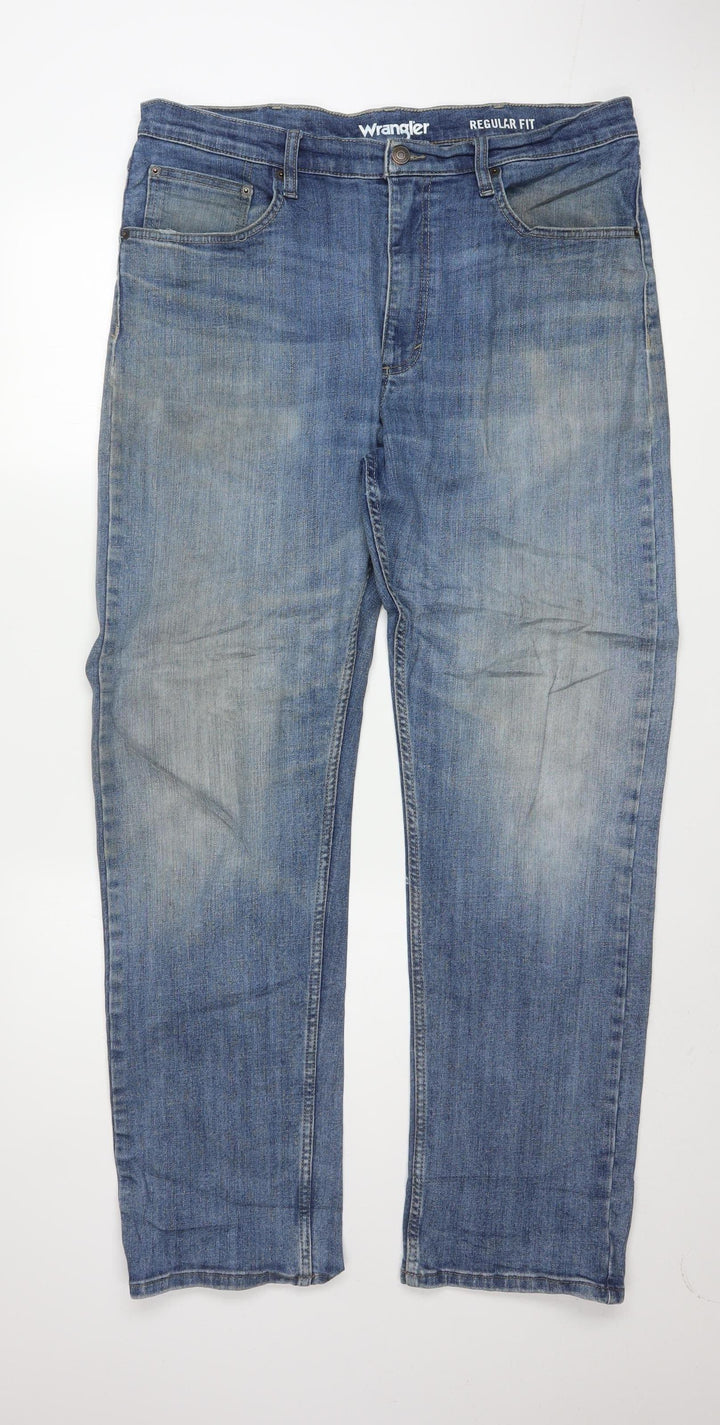 Wrangler Men's Blue Regular Fit Straight Denim Jeans 36W 32L