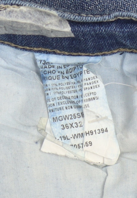Wrangler Men's Blue Regular Fit Straight Denim Jeans 36W 32L