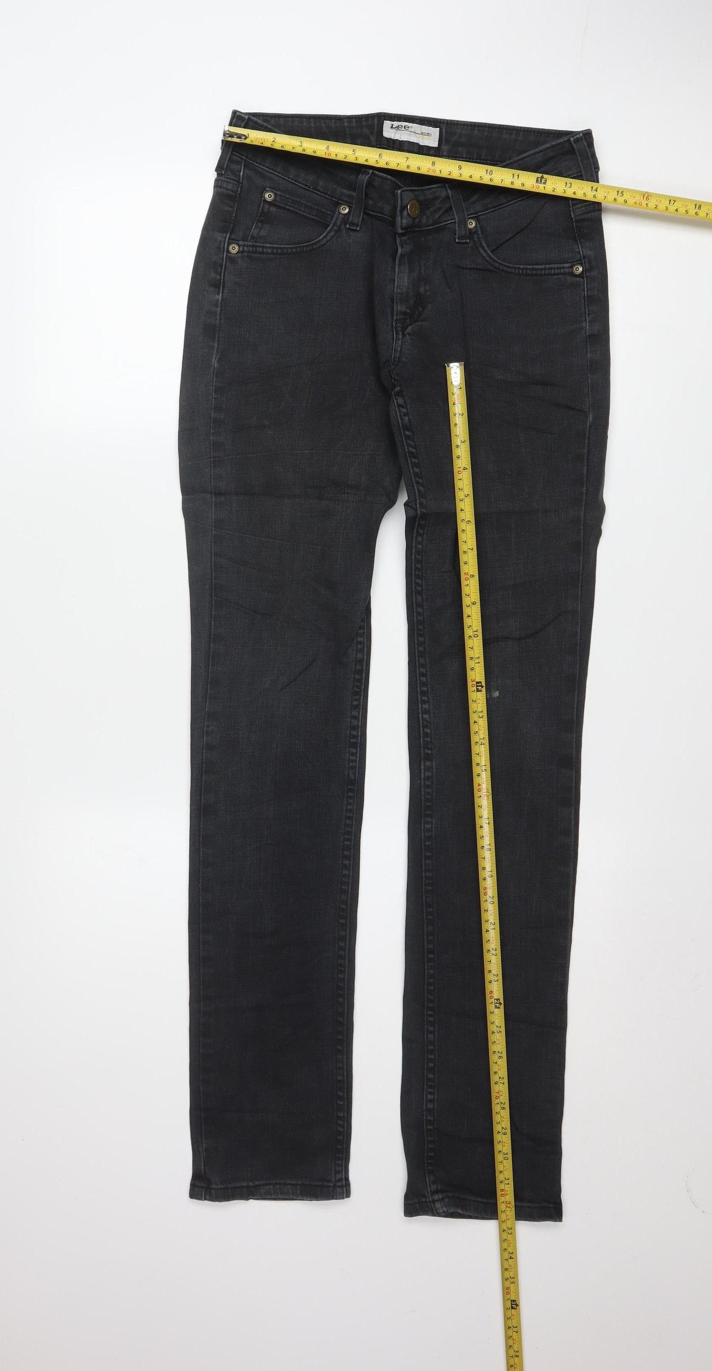Lee Women Black Skinny Jeans Size 12 Mid Rise Stretch Denim