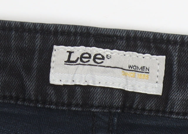 Lee Women Black Skinny Jeans Size 12 Mid Rise Stretch Denim