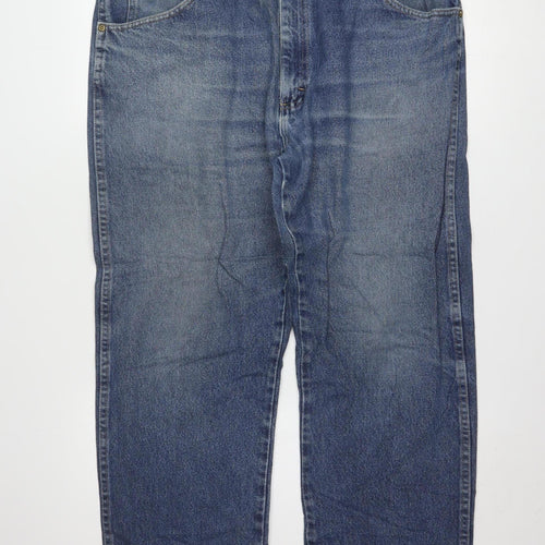 Wrangler Men's Blue Regular Fit Straight Leg Jeans 38x32 Denim