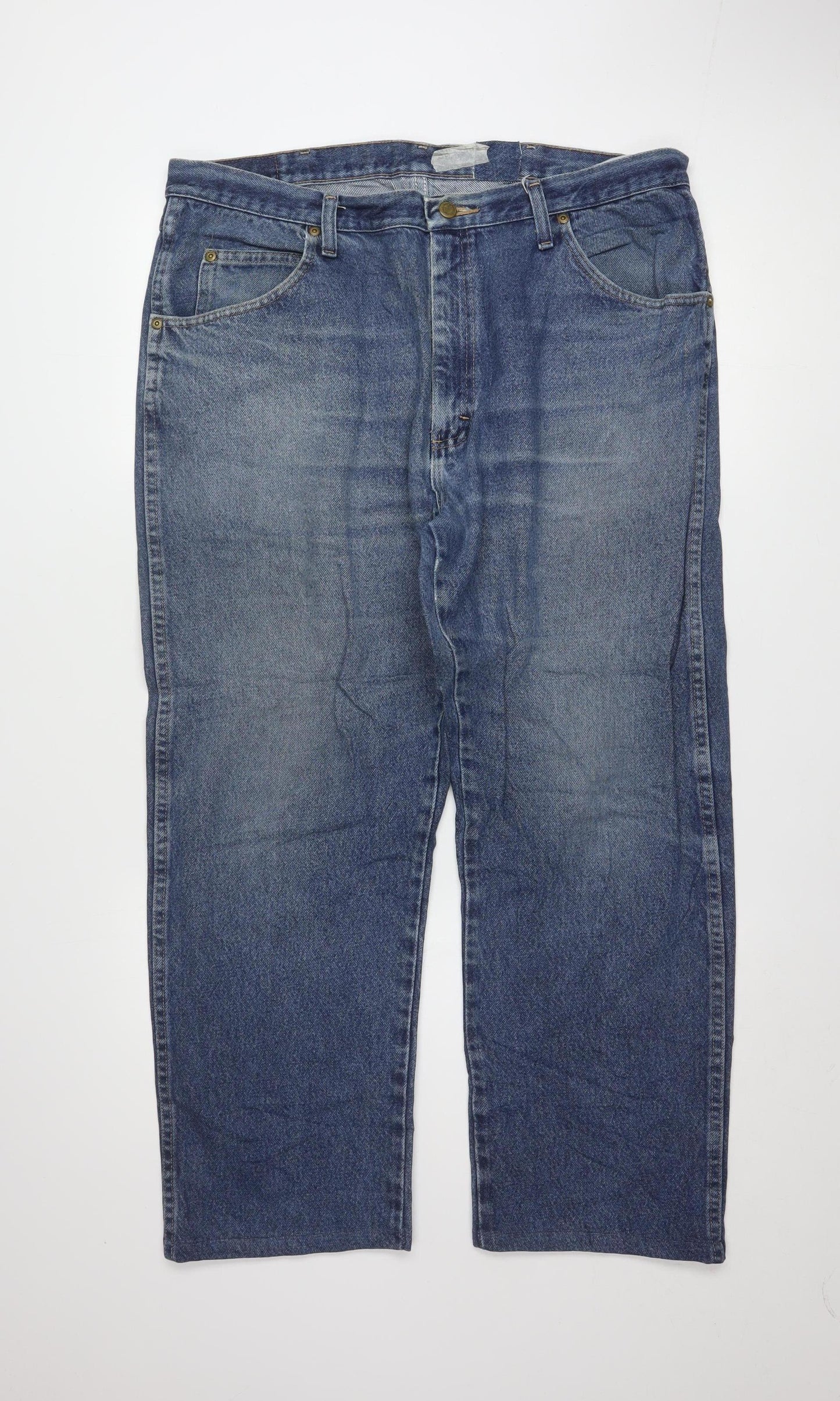 Wrangler Men's Blue Regular Fit Straight Leg Jeans 38x32 Denim
