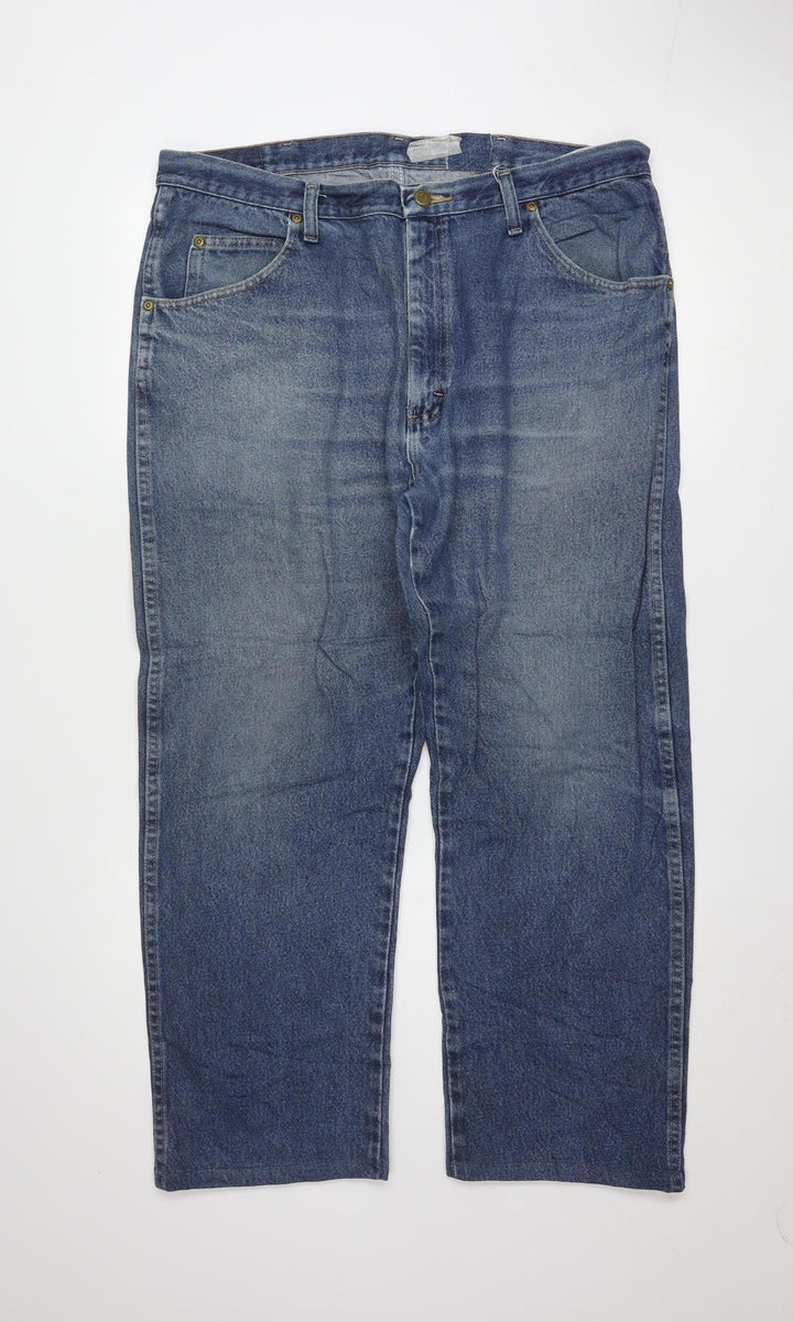 Wrangler Men's Blue Regular Fit Straight Leg Jeans 38x32 Denim