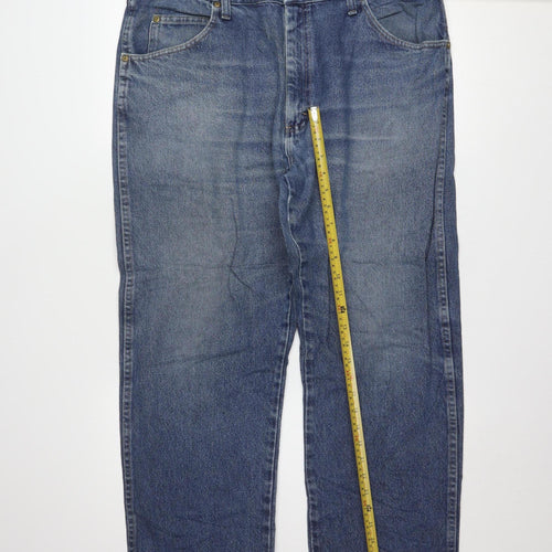 Wrangler Men's Blue Regular Fit Straight Leg Jeans 38x32 Denim